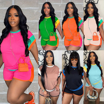 Loose-fitting Figure-flattering Two-piece Set With Short Sleeves