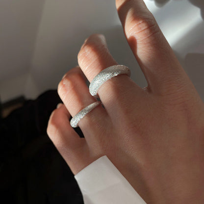 S925 Sterling Silver Starry Shimmer Ring For Women, INS Cool Style, Sparkling Sand & Glittering Texture Index Finger Ring