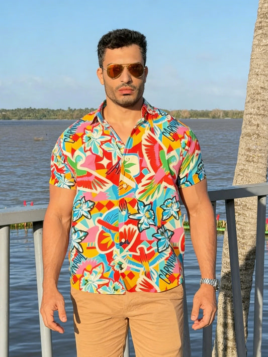 Chemise Décontractée à Motif Floral