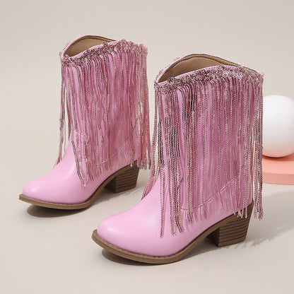BOTTES MI-MOLLET À FRANGES POUR ENFANTS