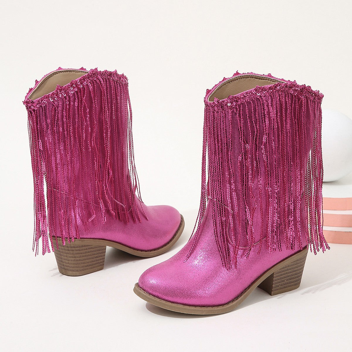 BOTTES MI-MOLLET À FRANGES POUR ENFANTS
