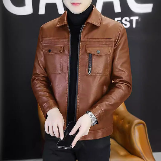 Middle-Aged Men's AutumnWinter PU Leather Jacket