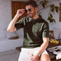 Textured Mens Dark Green Knitted Polo Shirt With A Premium Feel