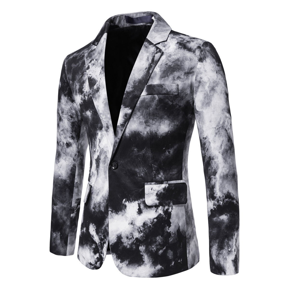 Veste de costume décontractée boutonnée à imprimé pour homme.