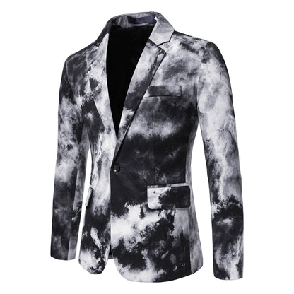 Veste de costume décontractée boutonnée à imprimé pour homme.