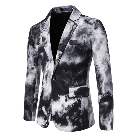 Veste de costume décontractée boutonnée à imprimé pour homme.