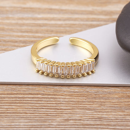 Zircon Geometric Open Ring For Women