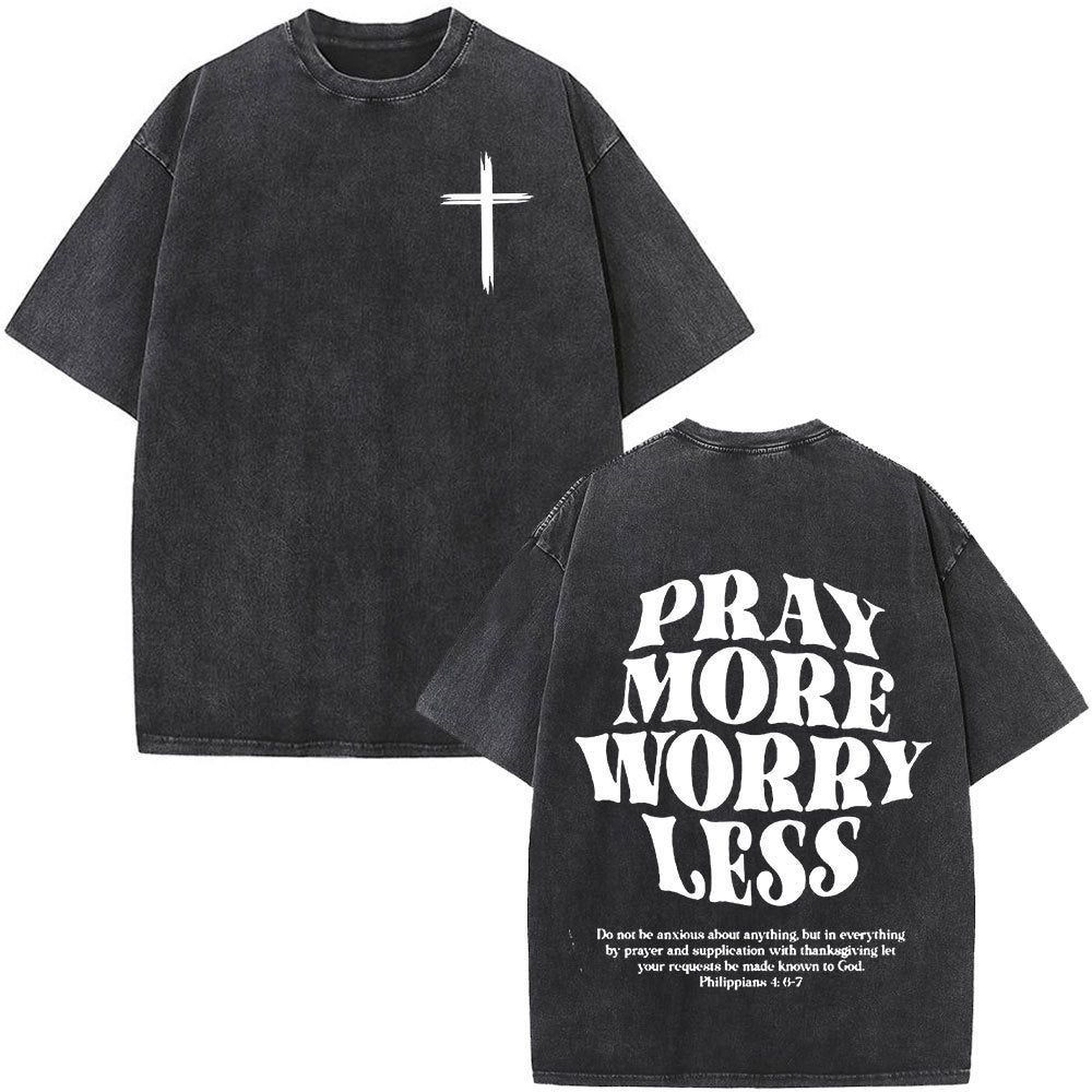 Fashionable Retro Cross Washed Short-Sleeve