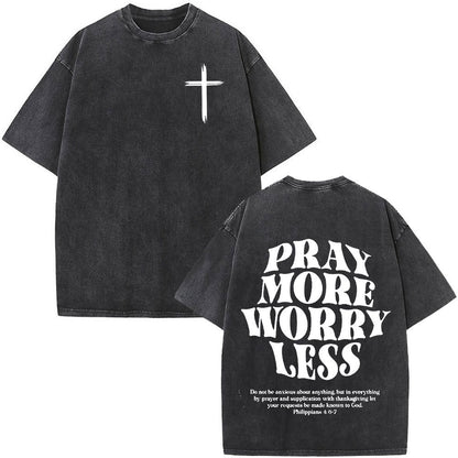 Fashionable Retro Cross Washed Short-Sleeve