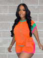 Loose-fitting Figure-flattering Two-piece Set With Short Sleeves