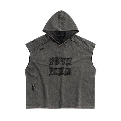 Merican-style Vintage Hooded Sleeveless Vest For Men