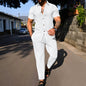 Men's Summer Solid-Color Jacquard Lapel Suit