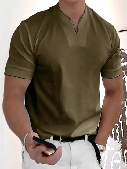 Men's Athletic T-Shirt Elastic Cotton Short-Sleeve Summer