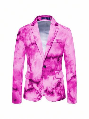 Veste de costume décontractée boutonnée à imprimé pour homme.