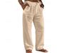 Buttoned-pocket Comfortable Holiday Linen Pants