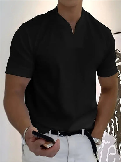 Men's Athletic T-Shirt Elastic Cotton Short-Sleeve Summer