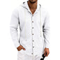 Loose-fit Men's Linen Casual Hooded Long-Sleeve Shirt