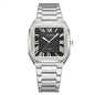 Mens Simple Square Waterproof Quartz Watch With Roman Numerals And Fashionable Steel Band