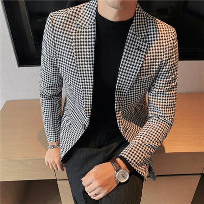 Men's Spring New Houndstooth Suit Jacket