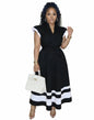 Women's Elegant Commuter Printed Ruffle-Trim Dress