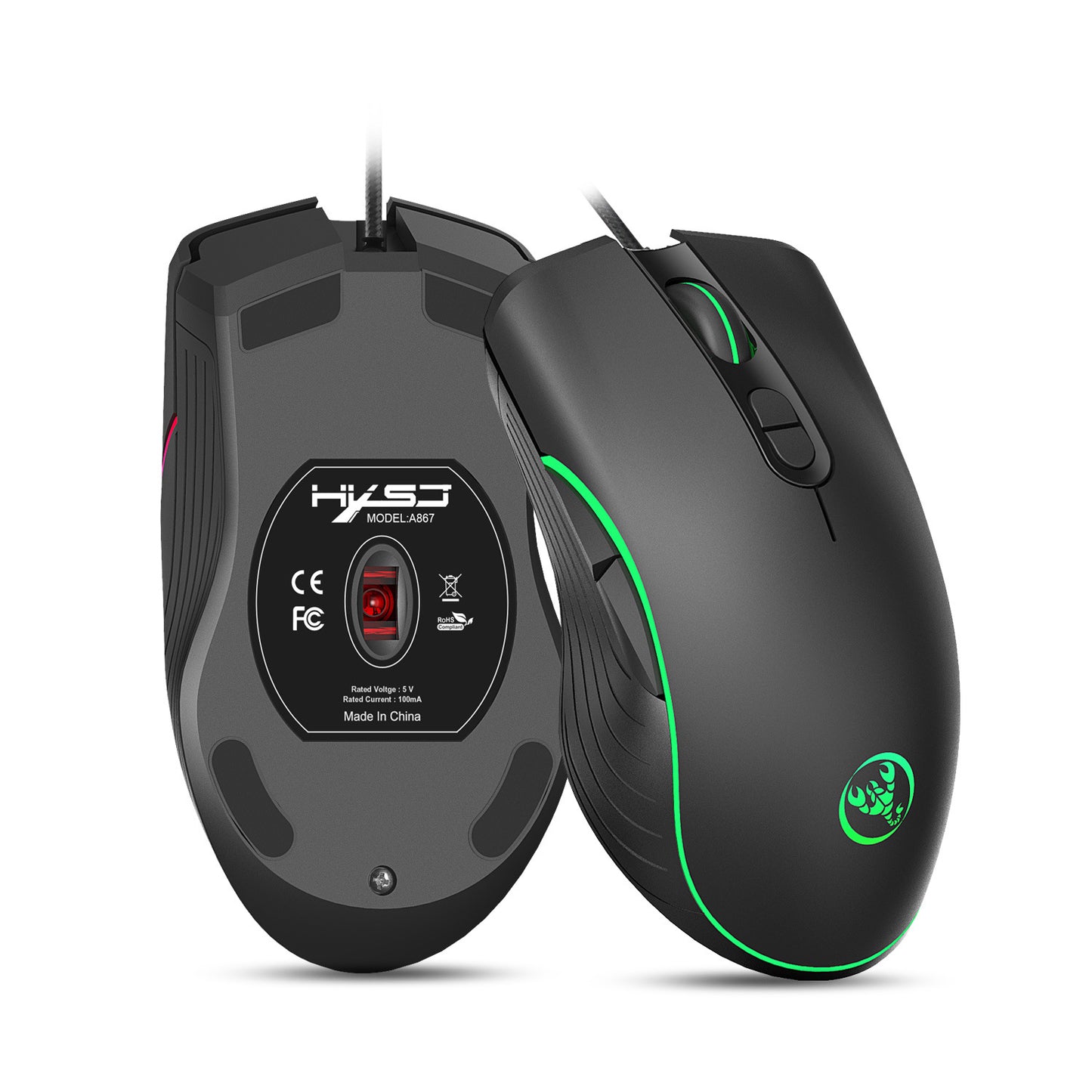 Souris de gaming lumineuse filaire.