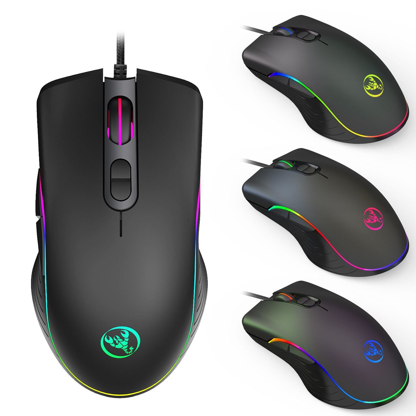 Souris de gaming lumineuse filaire.