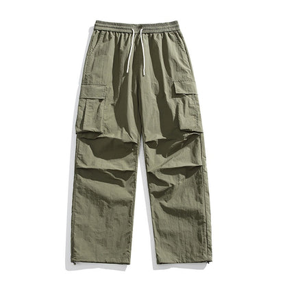 Summer Ice Silk Trousers Multi-Pocket Loose Straight-Cut Casual Sports Pants For Men