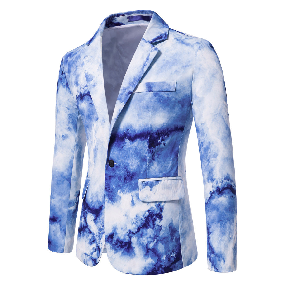 Veste de costume décontractée boutonnée à imprimé pour homme.