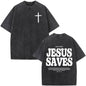 Fashionable Retro Cross Washed Short-Sleeve
