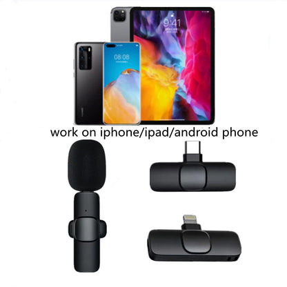 Microphone cravate sans fil : mini micro portable pour enregistrement audio et vidéo, compatible iPhone et Android. Batterie longue durée, idéal pour le direct (Live), le jeu vidéo et les créateurs de contenu.