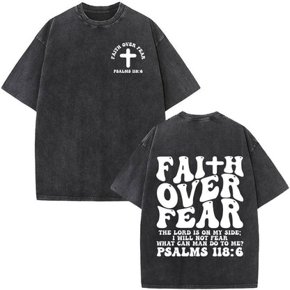 Fashionable Retro Cross Washed Short-Sleeve