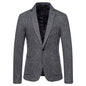 Simple Mens Fashionable Business-Casual Korean-Style Striped Wool Blazer