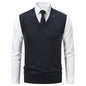 Men's V-Neck Slim-Fit Jacquard Pullover Vest