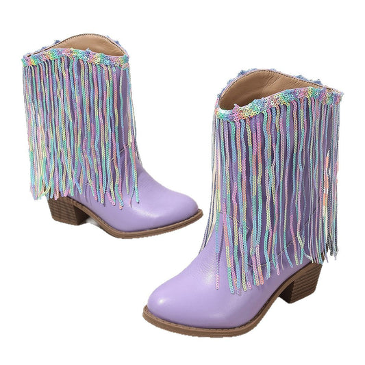 BOTTES MI-MOLLET À FRANGES POUR ENFANTS