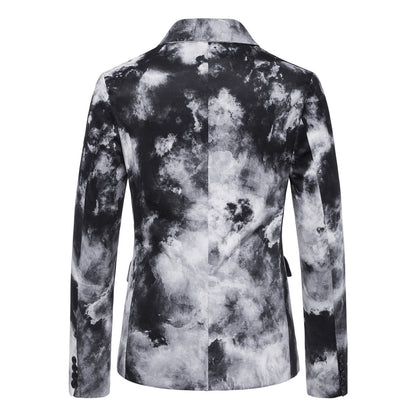 Veste de costume décontractée boutonnée à imprimé pour homme.