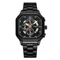 Waterproof Square Couples Multifunctional Calendar Steel-Strap Fashion Watch