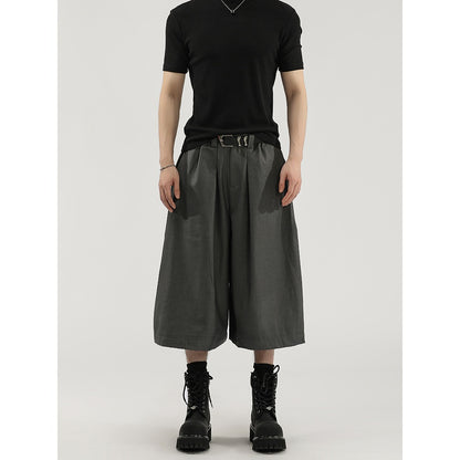 Wide-leg Pleated Draping Mens Suit Pants Shorts