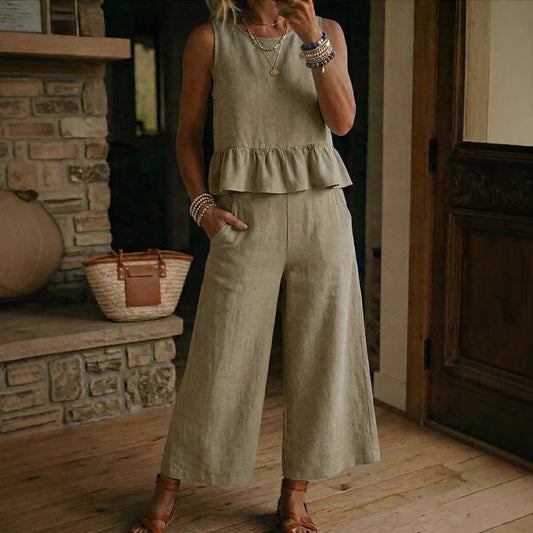 Ensemble "Urban Flow" -Top a Volants & Pantalon 3/4