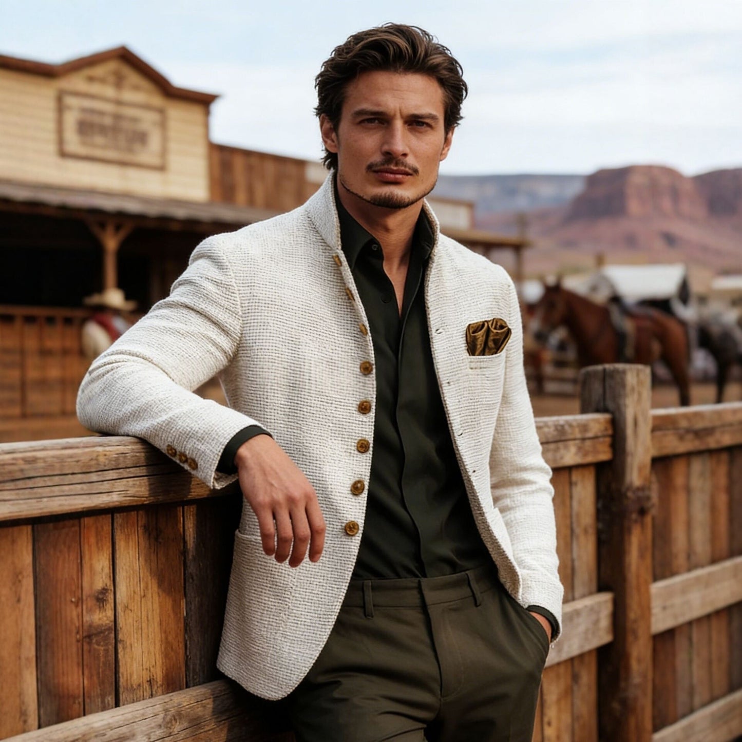 Retro Tweed Mens Fashionable Casual Jacket