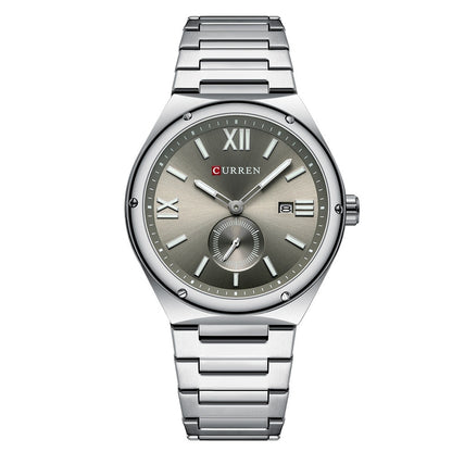 Mens Calendar Waterproof Multi-Function Two-Hand Semi-Quartz Watch
