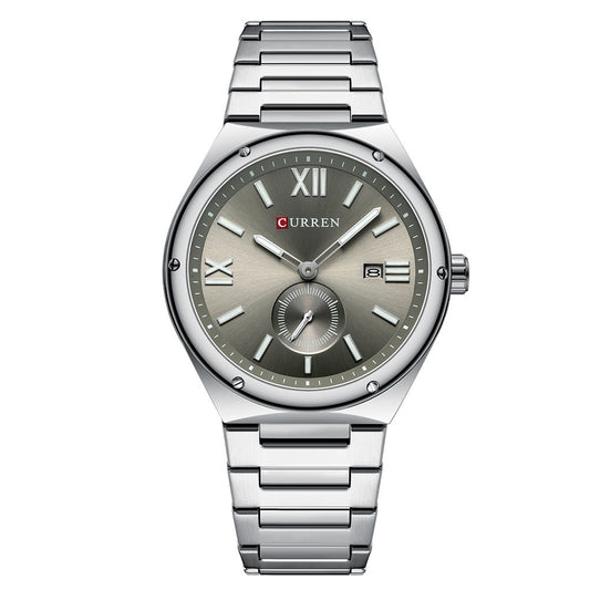 Mens Calendar Waterproof Multi-Function Two-Hand Semi-Quartz Watch