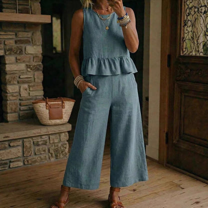 Ensemble "Urban Flow" -Top a Volants & Pantalon 3/4