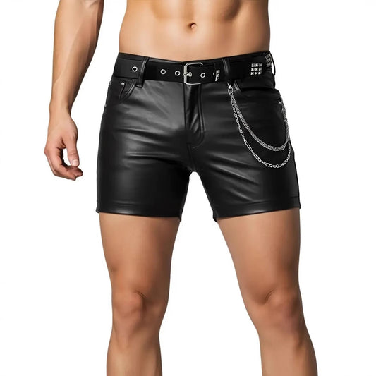 Men's PU Leather Shorts Summer Fitted And Slimming