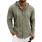 Loose-fit Men's Linen Casual Hooded Long-Sleeve Shirt