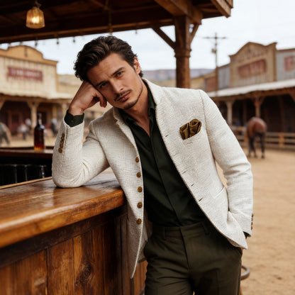 Retro Tweed Mens Fashionable Casual Jacket