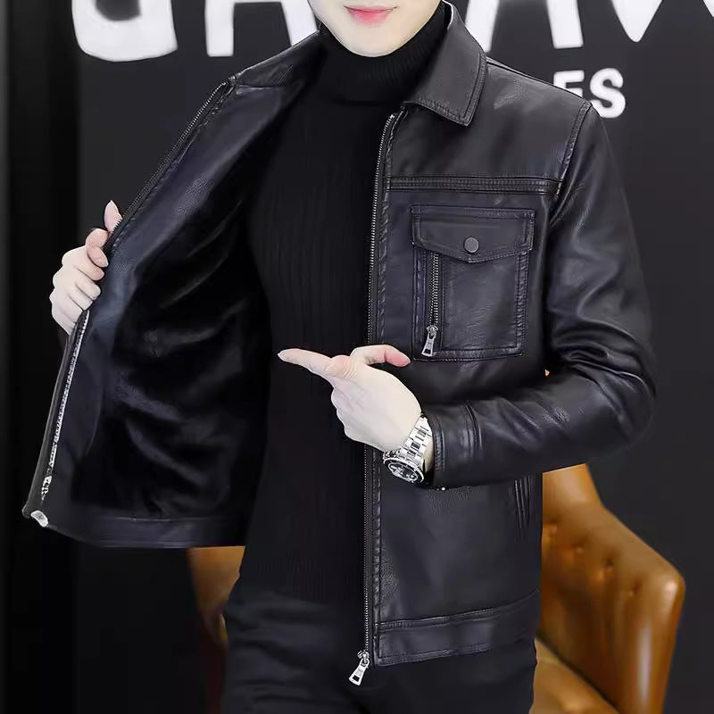 Middle-Aged Men's AutumnWinter PU Leather Jacket