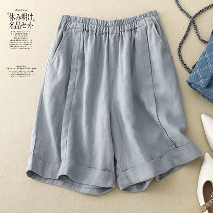 Casual Loose Plus-Size Figure-Flattering Straight-Leg Shorts
