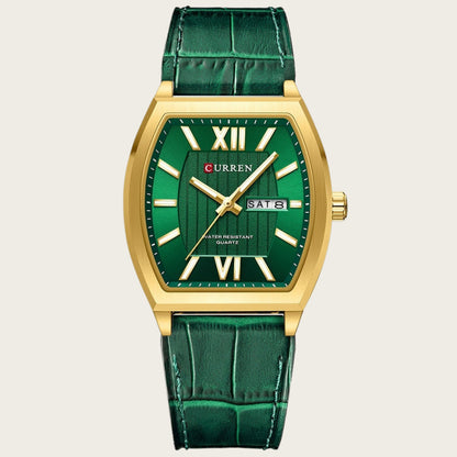 Dual-calendar Casual Leather Wristwatch Couples Watch