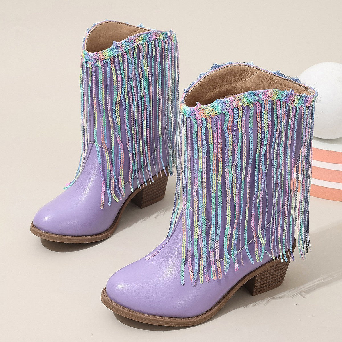 BOTTES MI-MOLLET À FRANGES POUR ENFANTS