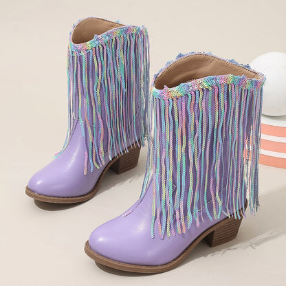 BOTTES MI-MOLLET À FRANGES POUR ENFANTS